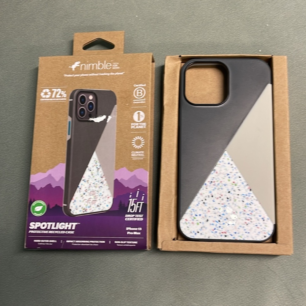 BNIB NIMBLE GRAY SPOTLIGHT PROTECTIVE RECYCLED PHONE CASE FOR iPhone 13 PRO MAX - Picture 8 of 9